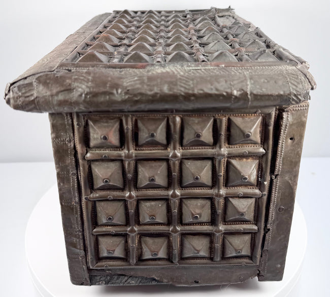 Antique Indian Brass-Clad Hardwood Lidded Box | Circa Late 19th Century