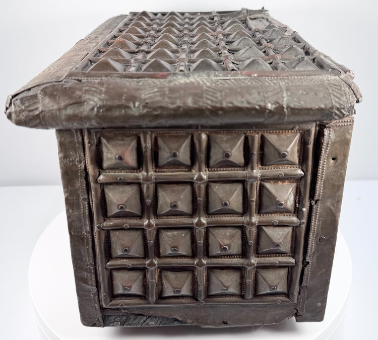 Antique Indian Brass-Clad Hardwood Lidded Box | Circa Late 19th Century