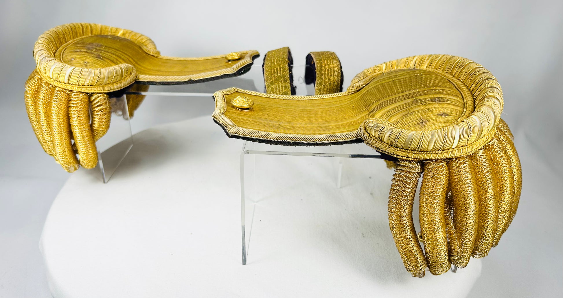 Complete matched set of antique U.S. naval epaulettes in original storage box