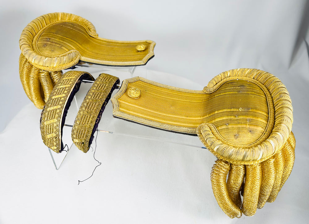 Collector-grade cased U.S. Navy officer dress epaulettes from circa 1890–1905