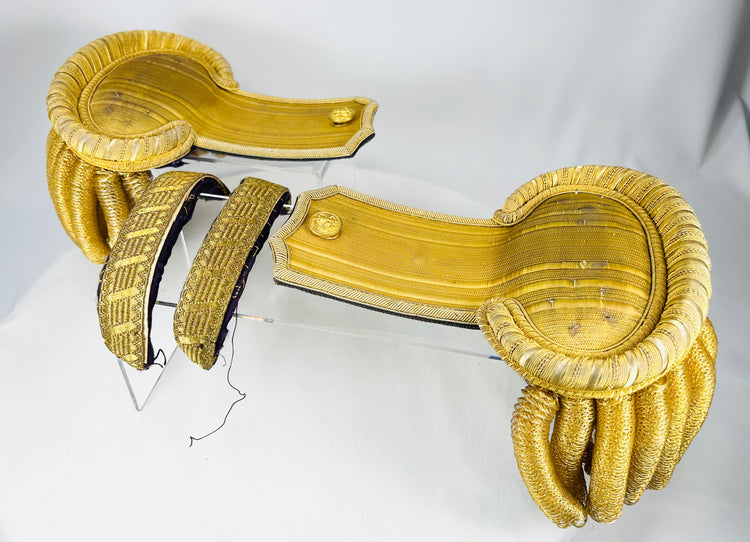 Collector-grade cased U.S. Navy officer dress epaulettes from circa 1890–1905