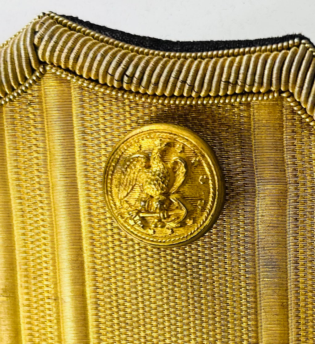 Spanish-American War period U.S. naval officer epaulettes in velvet-lined storage case