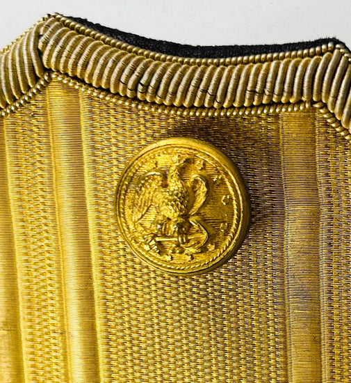 Spanish-American War period U.S. naval officer epaulettes in velvet-lined storage case