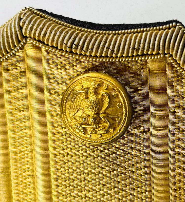 Spanish-American War period U.S. naval officer epaulettes in velvet-lined storage case