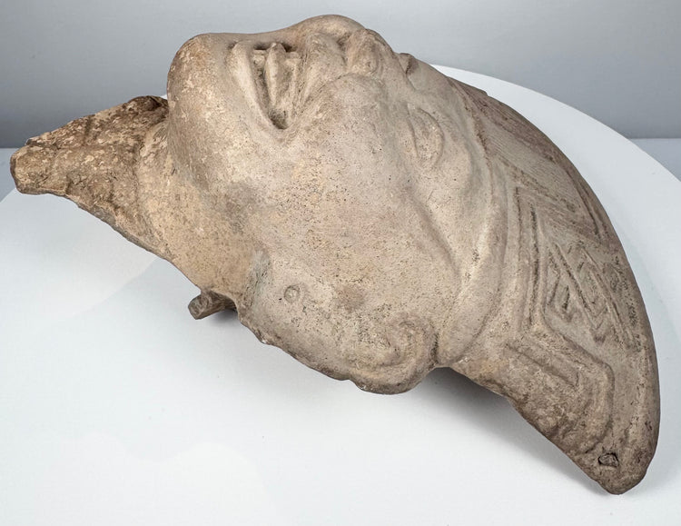 Ancient Classic Veracruz terracotta head with preserved facial details and naturally aged surface