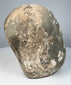 Terracotta sculptural head from China with grey-buff earthenware body and aged cream surface deposits