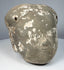 Ancient Chinese earthenware human head with pale slip remnants and mineral accretions