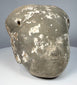 Ancient Chinese earthenware human head with pale slip remnants and mineral accretions