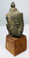 Antique Southeast Asian bronze Buddha head with pointed finial and heavily aged archaeological patina