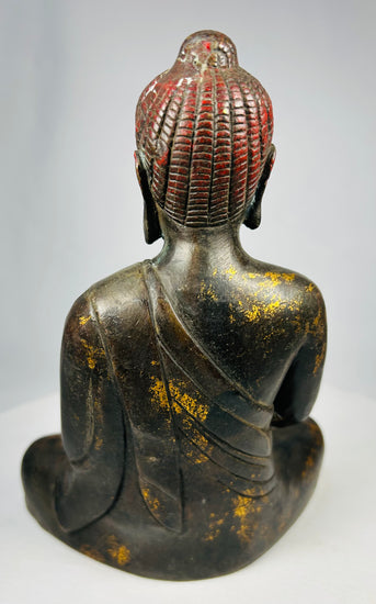 Antique hollow-cast bronze Buddha with original gilding remnants