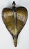 Antique Indian brass cobra canopy with heart-shaped hood, incised decoration, and central serpent ridge.