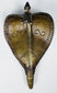 Antique Indian brass cobra canopy with heart-shaped hood, incised decoration, and central serpent ridge.