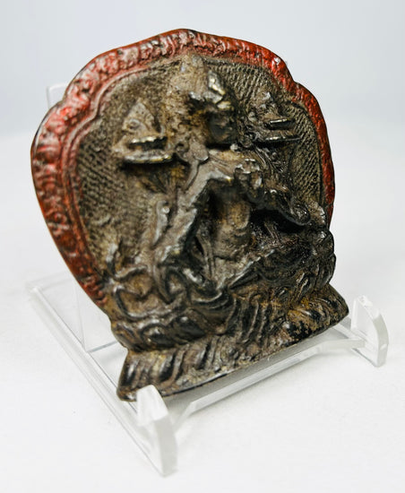 Qing Dynasty Tibetan Buddhist plaque with pigment traces