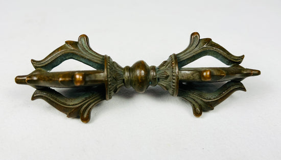 Himalayan bronze phurba dagger with accompanying double vajra