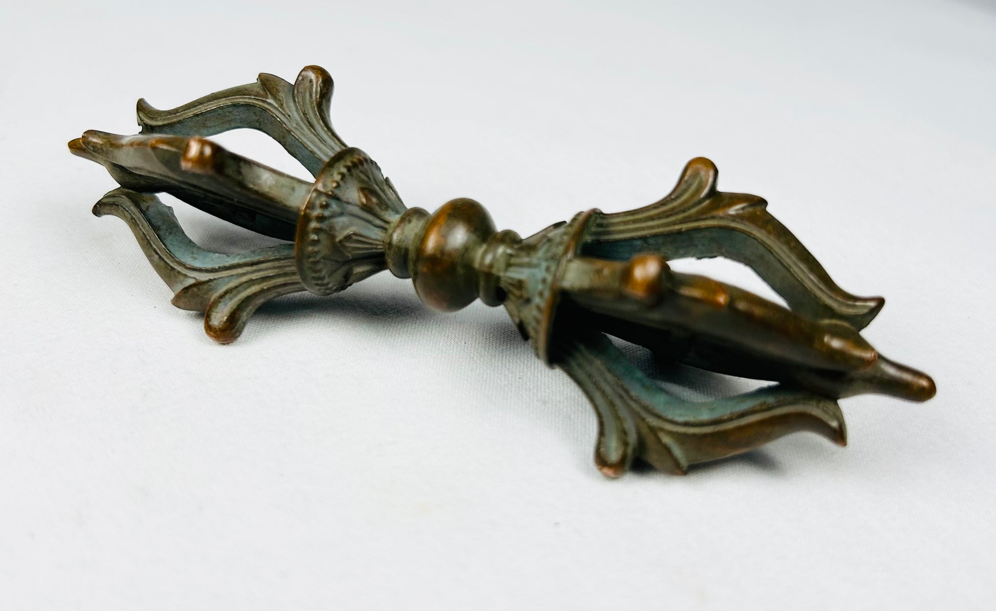 Tibetan Vajrayana ritual phurba and vishvavajra bronze implements