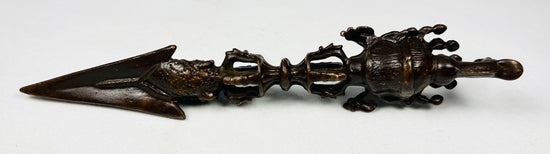 Tibetan Buddhist bronze ritual implements with natural patina