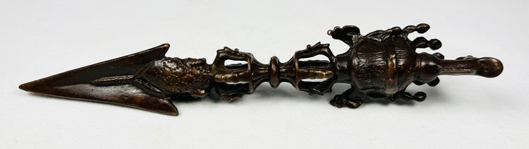 Tibetan Buddhist bronze ritual implements with natural patina