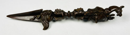 Antique Himalayan phurba dagger and double vajra ritual pairing