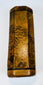 Antique treen snuff box in burr walnut with octagonal cross-section, dark banding, and aged polished surface.