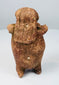 Ancient Maya ceramic figural rattle with elaborate headdress and modeled facial features