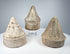 Buddhist clay stupas from Eastern India featuring conical spires, stepped tiers, and circular bases