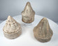Ancient Buddhist miniature clay stupas with moulded ribs and decorative architectural bands