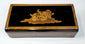 Anglo-Indian marquetry keepsake box with geometric wood mosaic banding, three-quarter view
