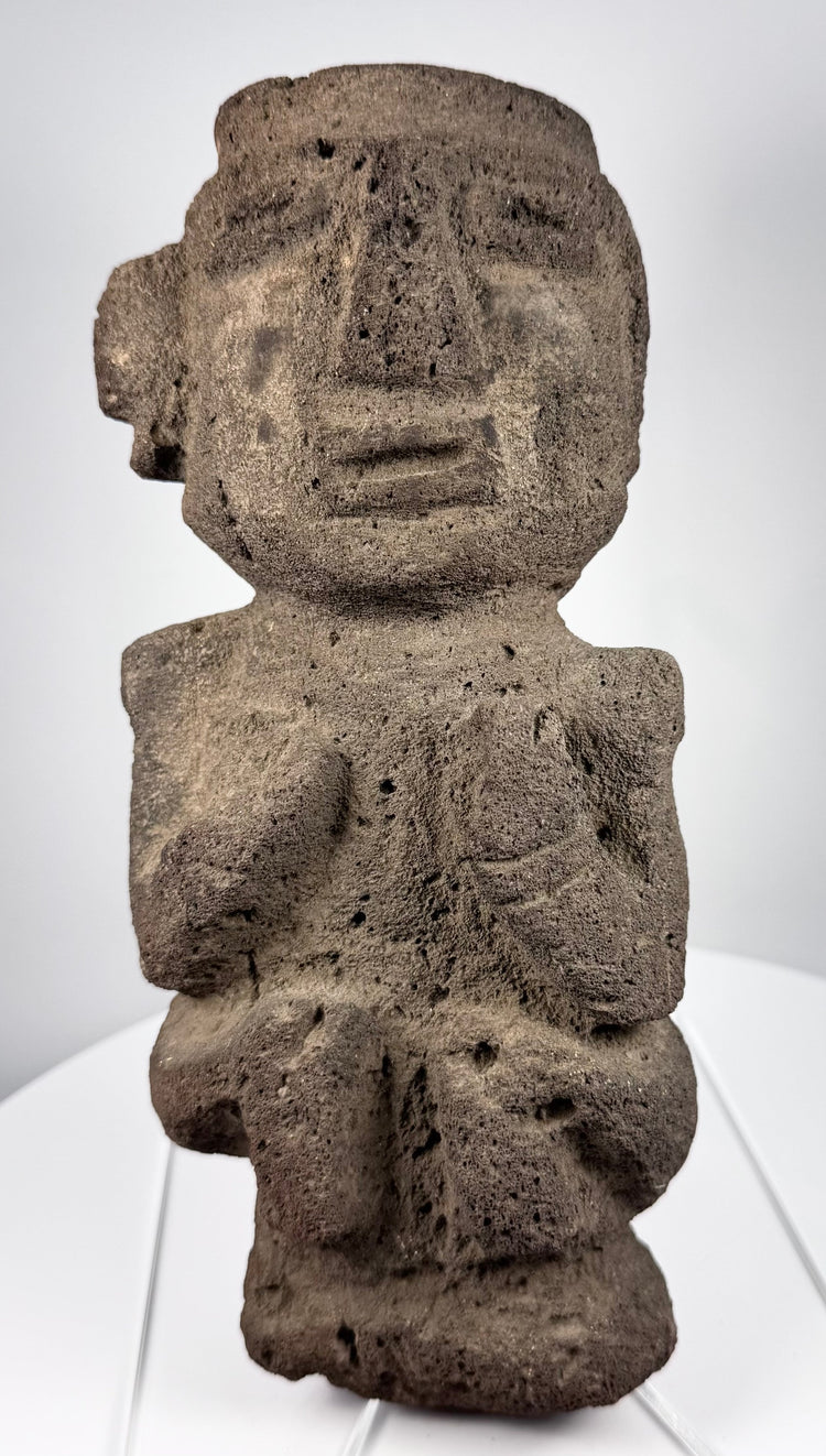 Pre-Columbian Mezcala-style anthropomorphic figure with incised arm and leg detailing