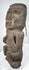 Ancient Mesoamerican stone effigy with oversized rectangular head and weathered porous surface