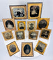 Victorian-era cased portrait photograph collection featuring men, women, children, and family groups