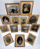 Mid-19th-century American cased photographs arranged together in ornate Victorian portrait frames