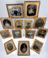 Mid-19th-century American cased photographs arranged together in ornate Victorian portrait frames