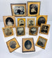 Civil War-era portrait photograph collection with gilt-brass mats, decorative cases, and historic family images