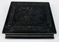 Closed Victorian Union case showing raised molded floral and geometric decoration on dark thermoplastic exterior