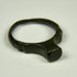 Ancient Roman bronze ring with smooth signet face, rounded shank, and deep green patina