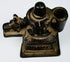Antique Indian brass Shiva Lingam shrine with Nandi figure and stepped architectural pedestal.