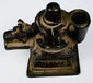 Antique Indian brass Shiva Lingam shrine with Nandi figure and stepped architectural pedestal.