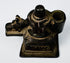 Antique Indian brass Lingam and Nandi devotional shrine with architectural base and surface accretions.