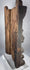Weathered Hindu wood carving of Gajalakshmi beneath an elaborate headdress