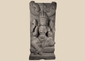 Antique Indian carved wood panel depicting the Hindu goddess Gajalakshmi