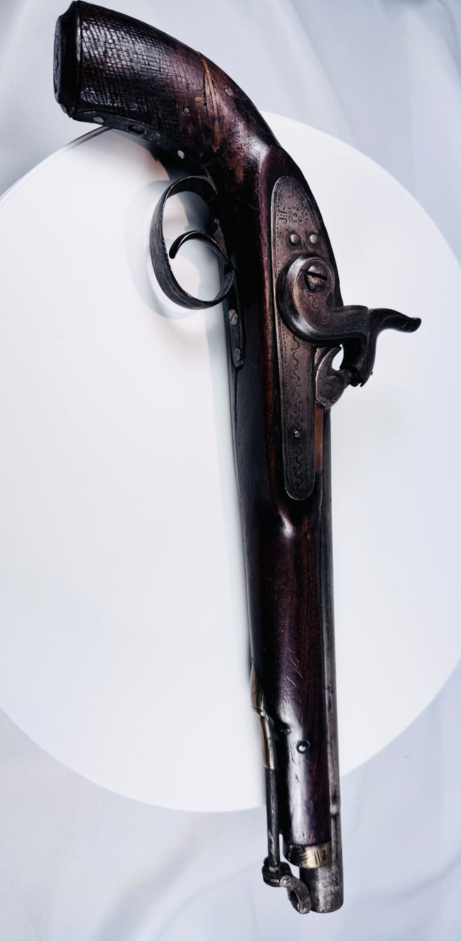 Antique Afghan military-style pistol modeled after British percussion firearms
