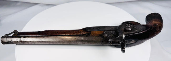 Antique Central Asian holster pistol with hand-finished stock and captive ramrod