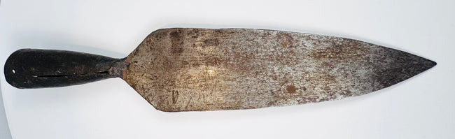 Antique Indian or Persian iron spearhead with leaf-form blade and centuries-old surface patina