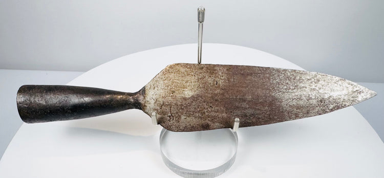 18th-century Indo-Persian military spearhead with broad pointed blade and original aged surface