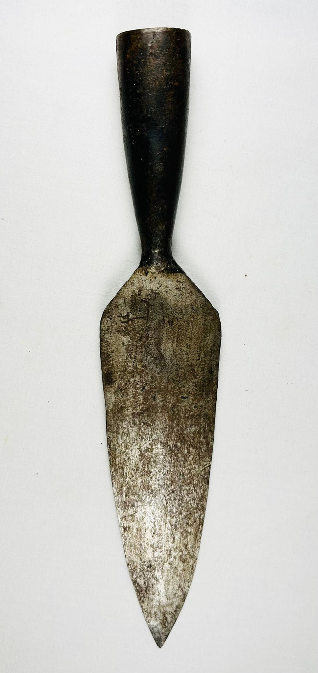 Antique 1700s Indo-Persian spearhead showing detailed blade craftsmanship