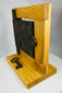 Rustic iron door lock with original key and visible tool marks