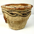 Ancient terracotta mortar with side lug and painted stripes