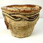 Ancient terracotta mortar with side lug and painted stripes