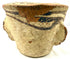 Side view of antique ceramic mortar with exterior lug handle