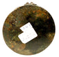 Antique Islamic Khorassan bronze inkwell measuring approximately 3 inches tall and 2.5 inches wide, with a cylindrical body and conical domed lid.